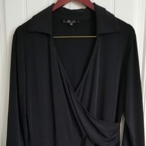 Black Faux Wrap Dress by Lily 1x